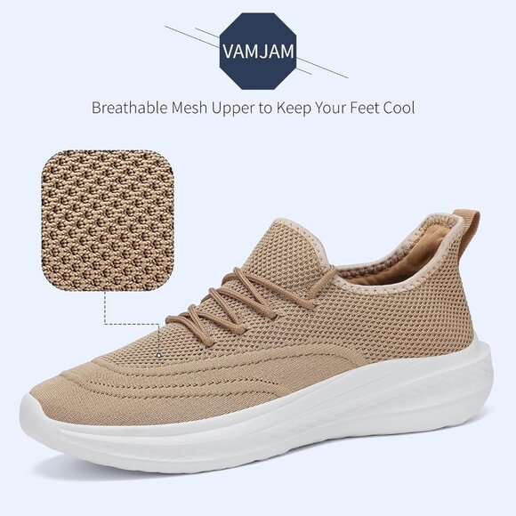⚡Men Khaki Fashion Mesh Non Slip Lightweight Workout Breathable Gym Sneakers - Picture 3 of 6